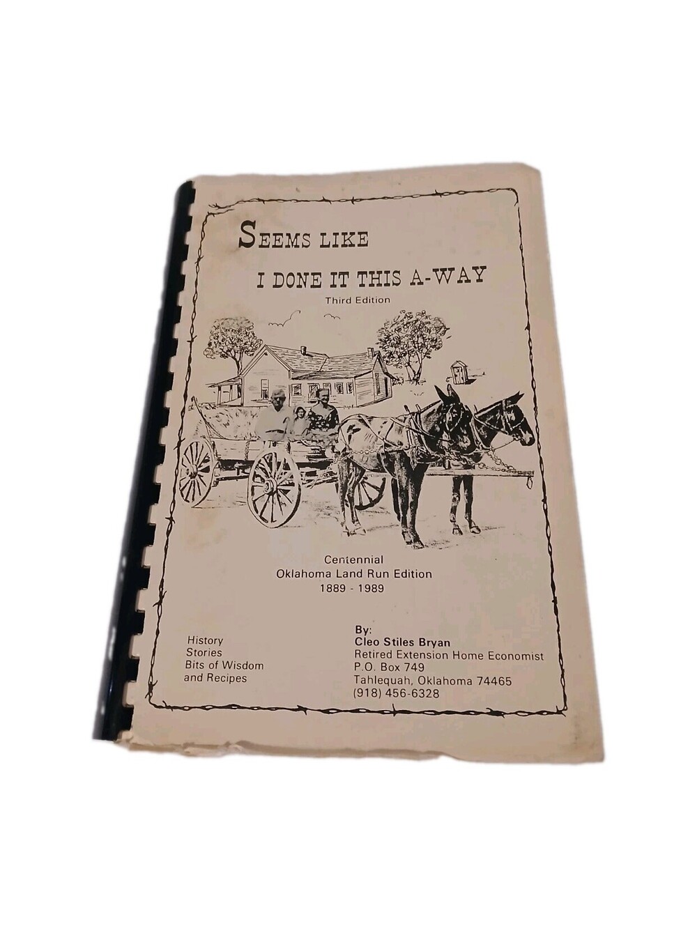 Cleo Bryan  Cookbook History Signed 1989 Seems Like I Done It This A-Way